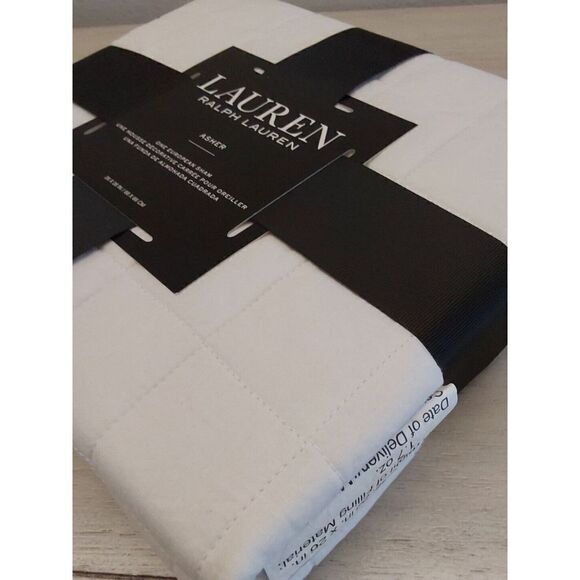 Ralph Lauren ASHER Cotton WHITE Quilted European Euro Sham w/Polyester Fiberfill - Picture 9 of 11